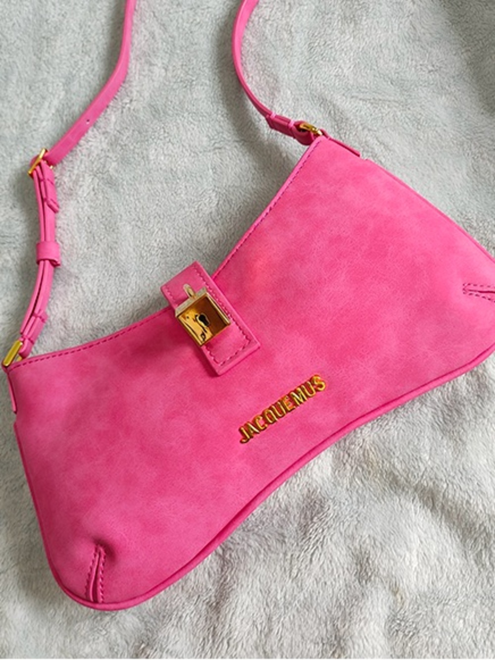 Jacquemus Hot Pink Mini Shoulder Bag with Gold Hardware